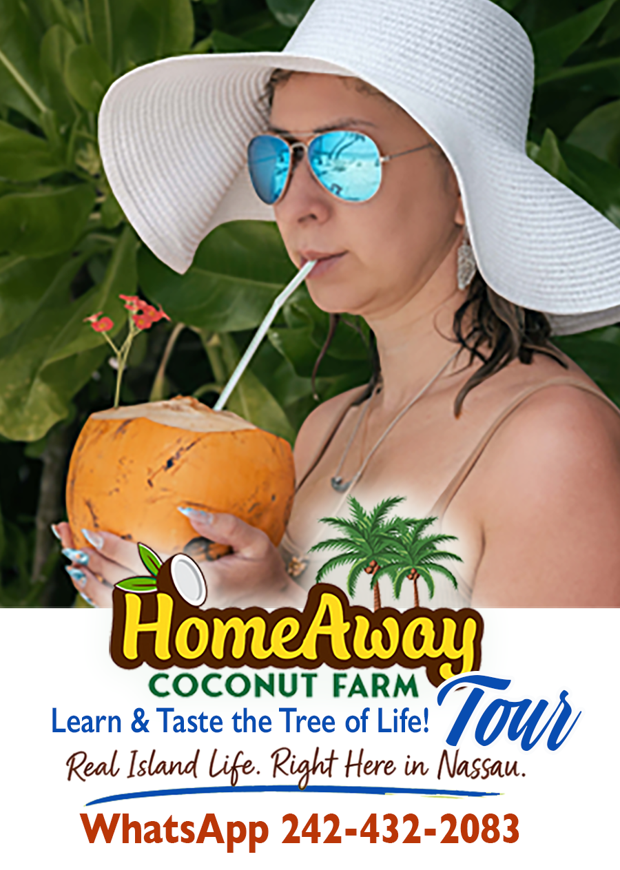 HomeAway Coconut Farm Tour. Learn and taste the Tree of Life! WhatsApp 242-432-2083.
